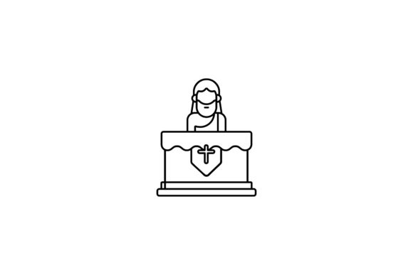 Easter Icon Jesus Altar Line Black: Graphics & Icons